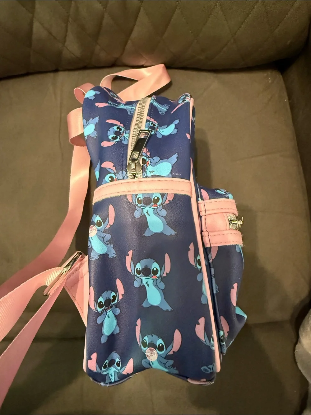 Stitch Disney Kids Mini Backpack - Navy Blue with Pink Trim